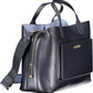 Blue Polyurethane Women Handbag