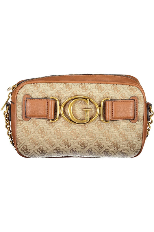 Brown Polyurethane Women Handbag