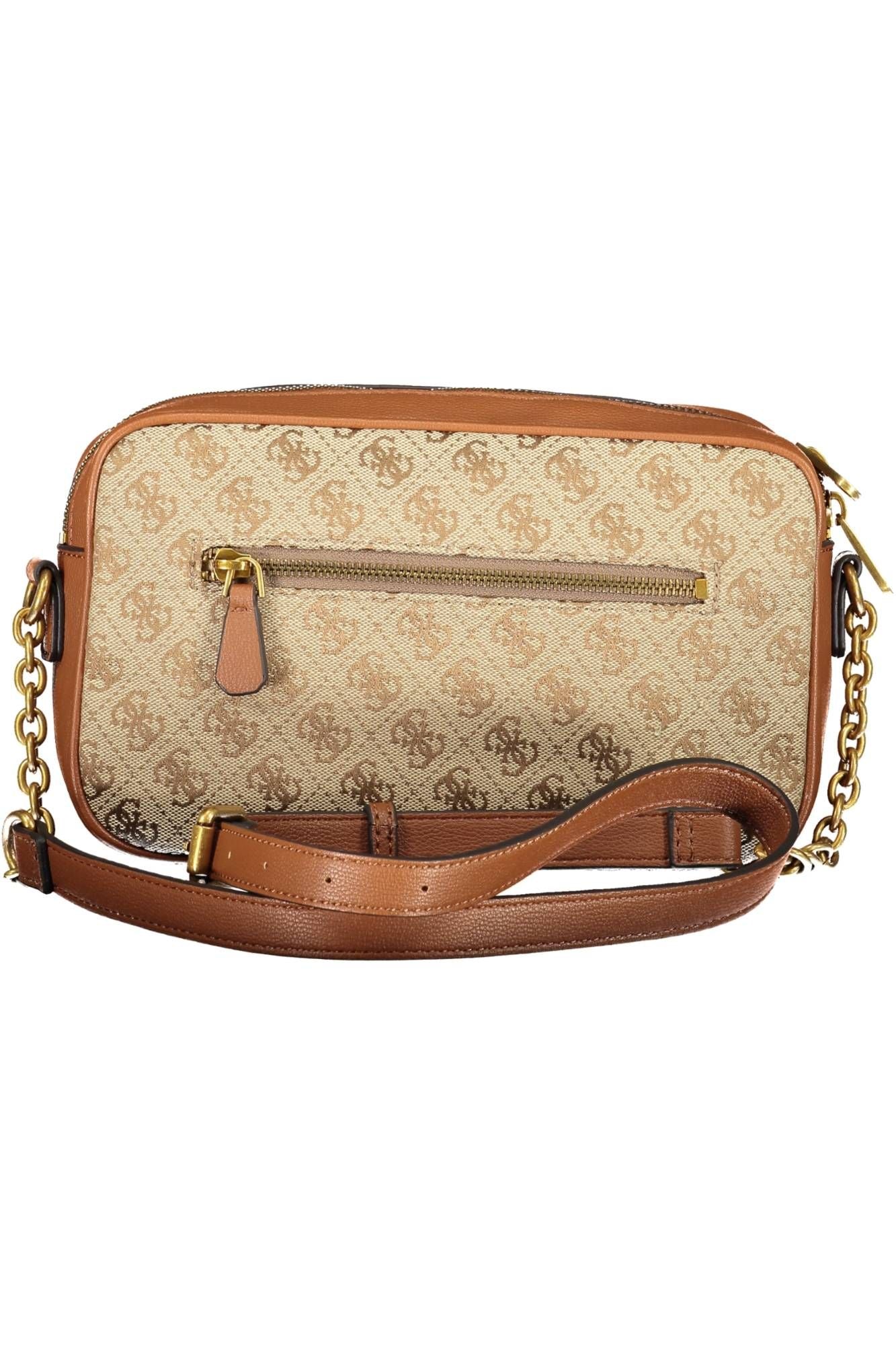 Brown Polyurethane Women Handbag