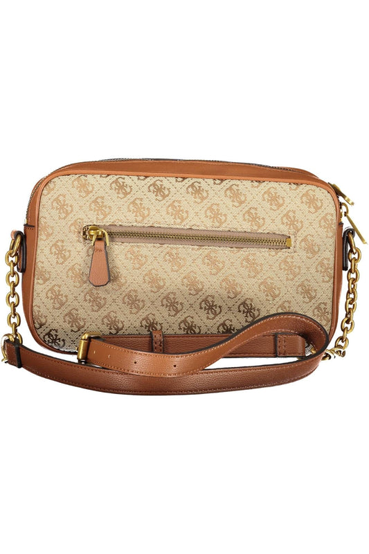 Brown Polyurethane Women Handbag