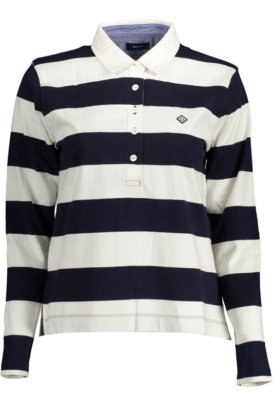 Blue Cotton Women Polo Shirt