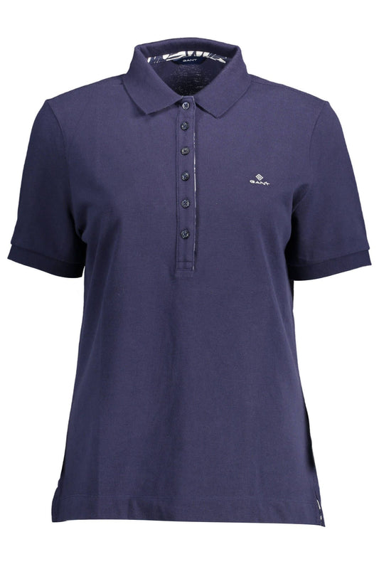 Blue Cotton Women Polo