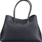 Blue Polyurethane Women Handbag