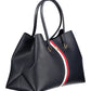 Blue Polyurethane Women Handbag