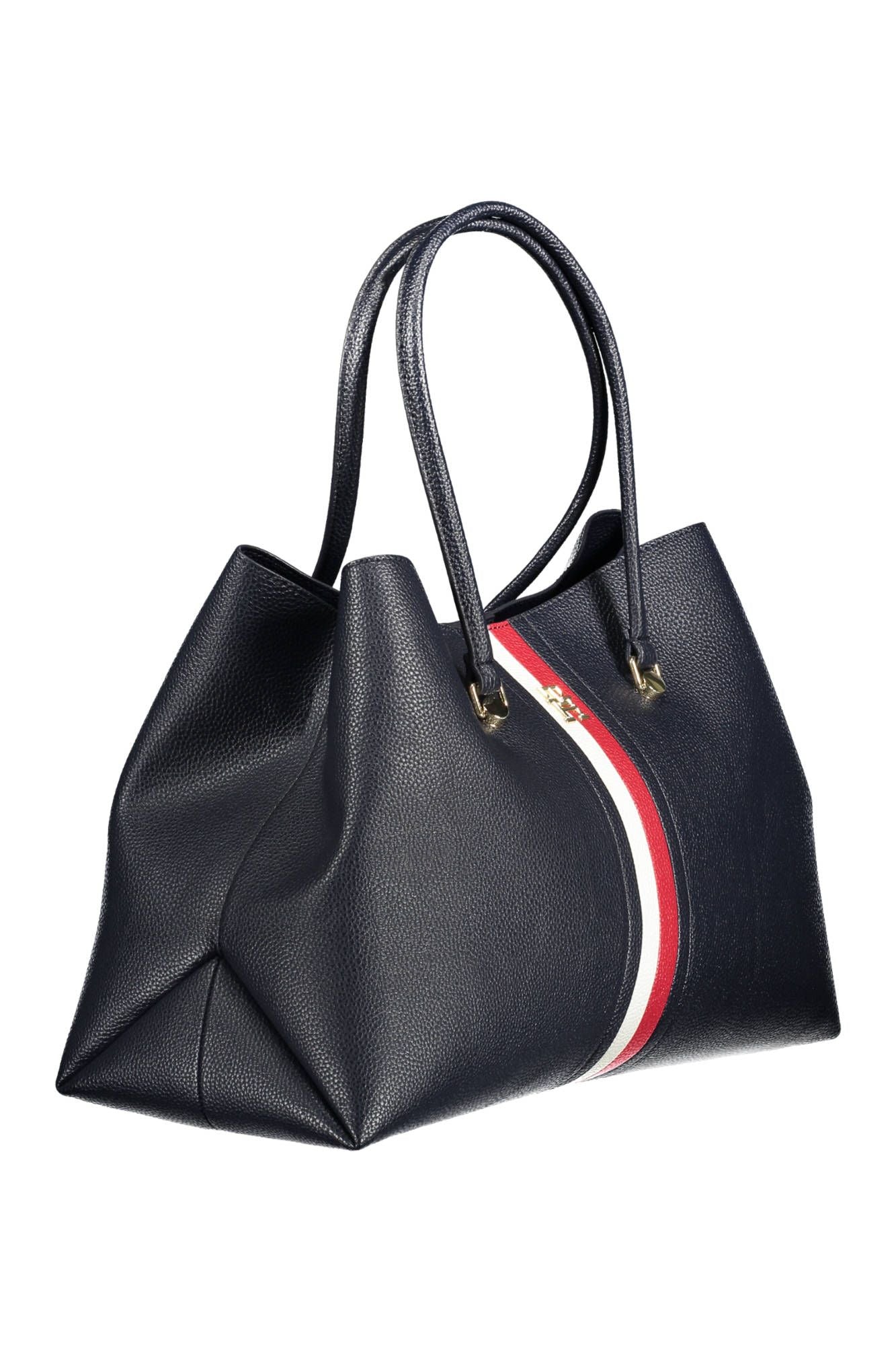 Blue Polyurethane Women Handbag