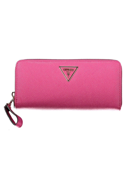 Pink Polyurethane Women Wallet