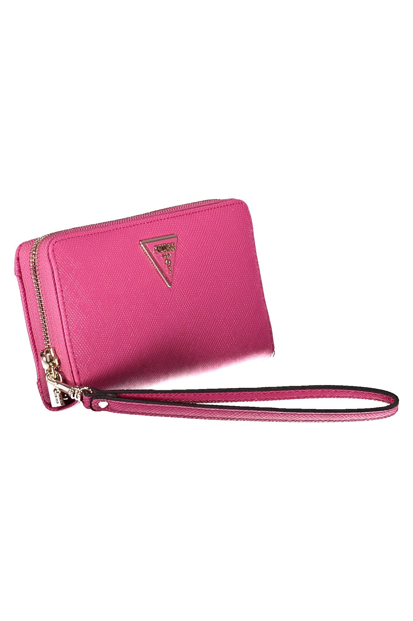 Pink Polyurethane Women Wallet