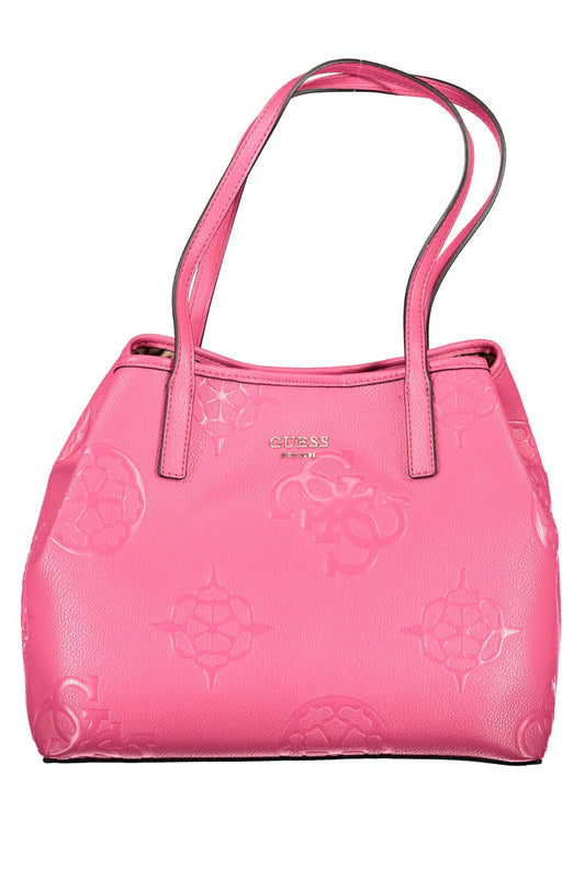 Pink Polyurethane Women Handbag