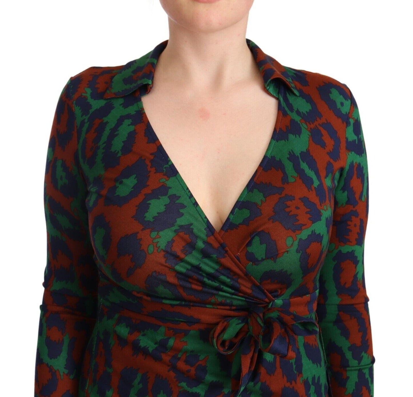 Silk Wrap Bodycon Mini Dress with Leopard Print