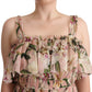 Elegant Floral Ruched Silk Long Dress