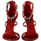 Crystal-Embellished Red Heeled Sandals