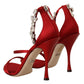 Crystal-Embellished Red Heeled Sandals