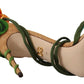 Multicolor Floral Applique Heel Sandals
