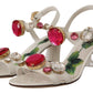 Elegant White Heel Sandals with Crystal Accents
