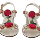 Elegant White Heel Sandals with Crystal Accents