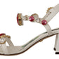 Elegant White Heel Sandals with Crystal Accents