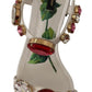 Elegant White Heel Sandals with Crystal Accents