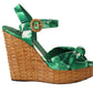Canvas Ankle Strap Wedge Heels Sandals
