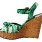 Canvas Ankle Strap Wedge Heels Sandals