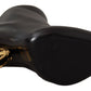 Elegant Black Leather Ankle Boots with Gold Detailing