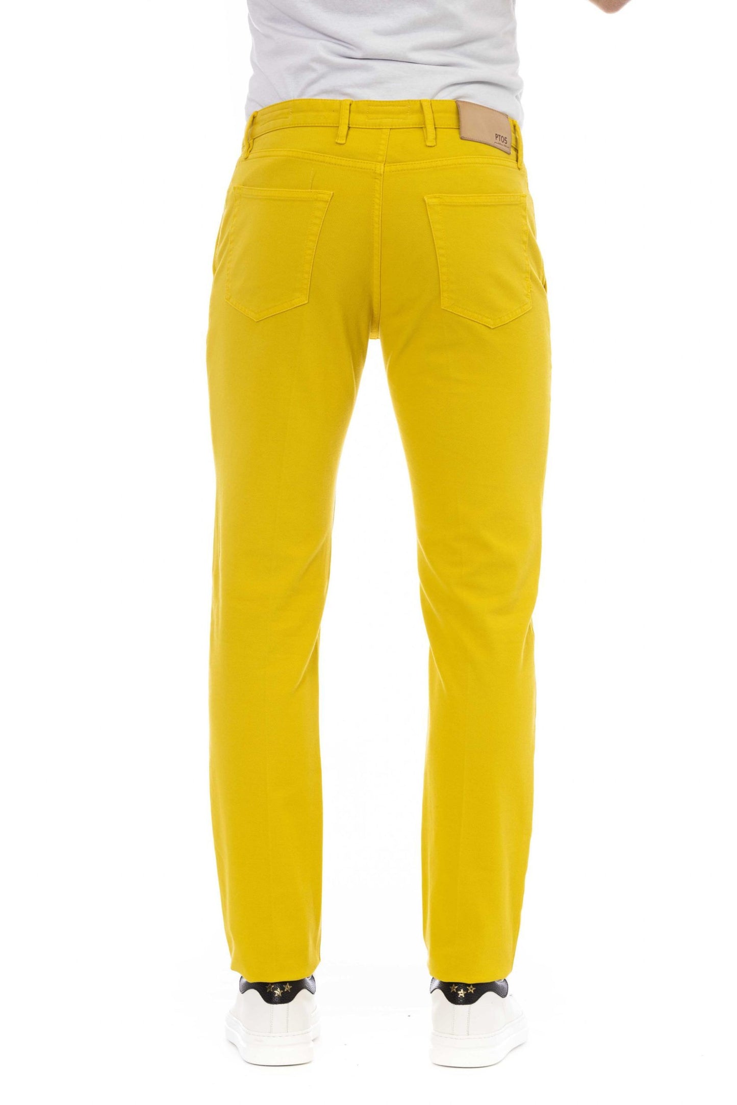 Yellow Cotton Men Jeans