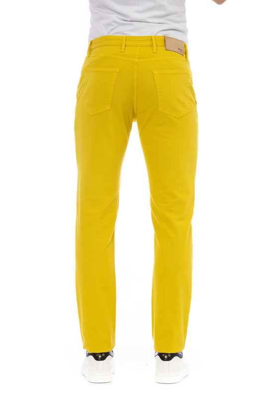 Yellow Cotton Men Jeans
