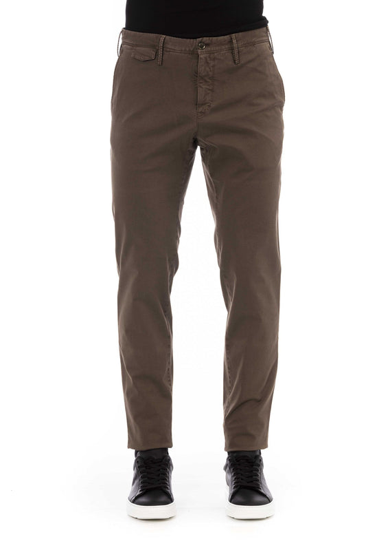 Brown Cotton Men Pant