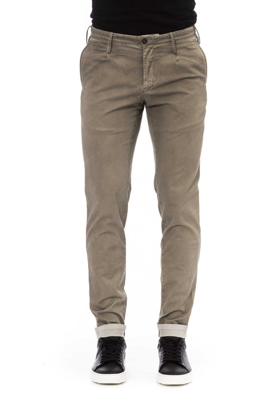 Beige Cotton Men Pant