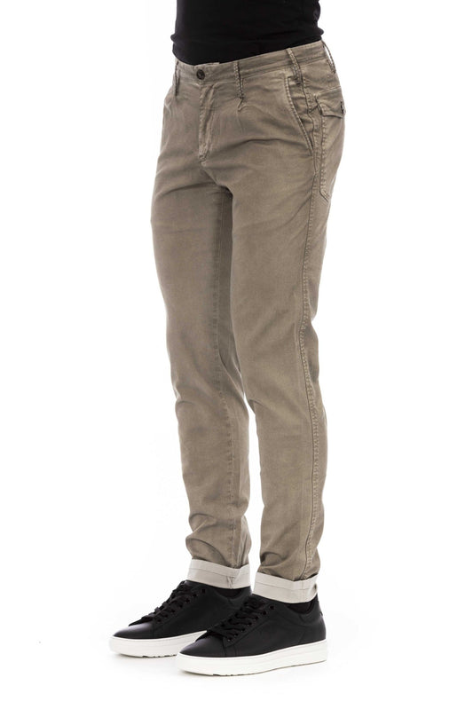 Beige Cotton Men Pant
