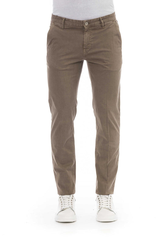 Beige Cotton Men Jeans