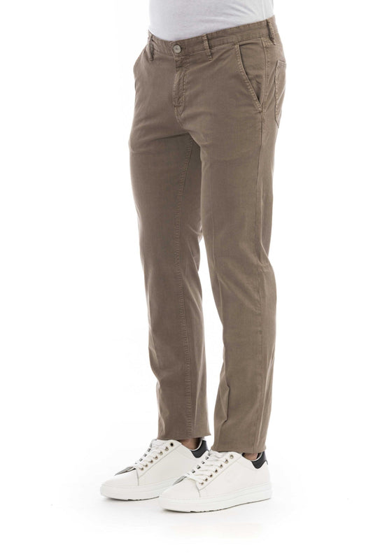 Beige Cotton Men Jeans