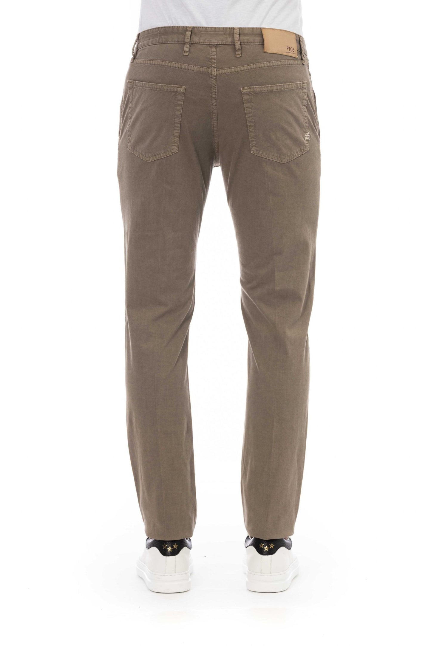 Beige Cotton Men Jeans