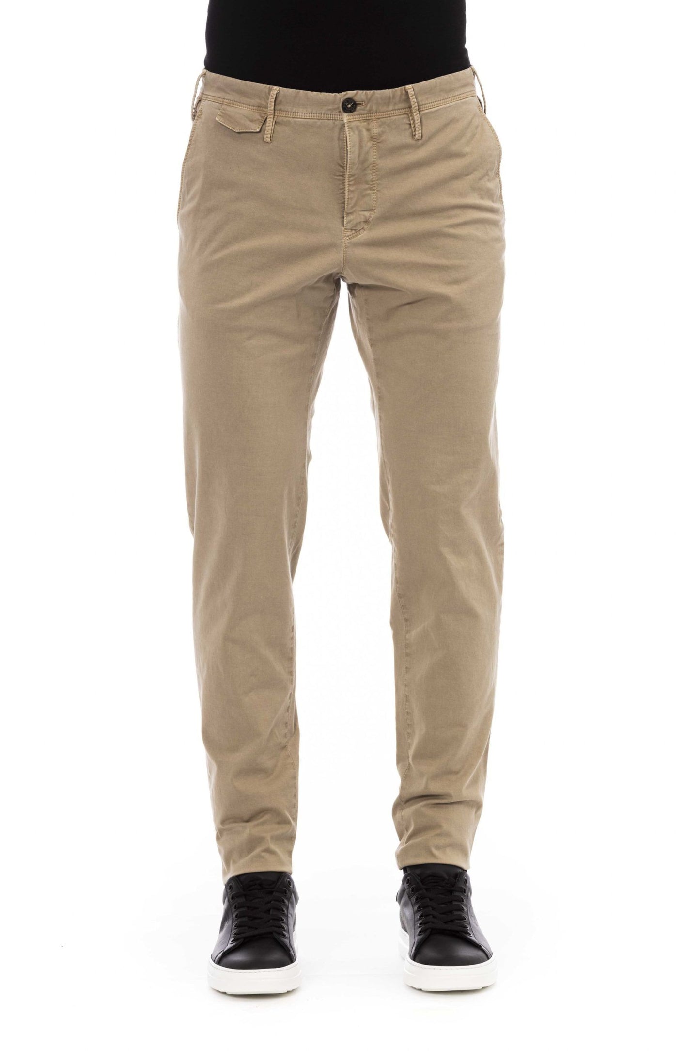 Beige Cotton Men Pant
