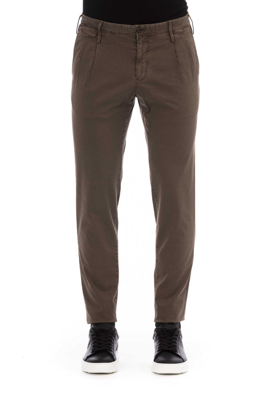 Brown Cotton Men Trouser