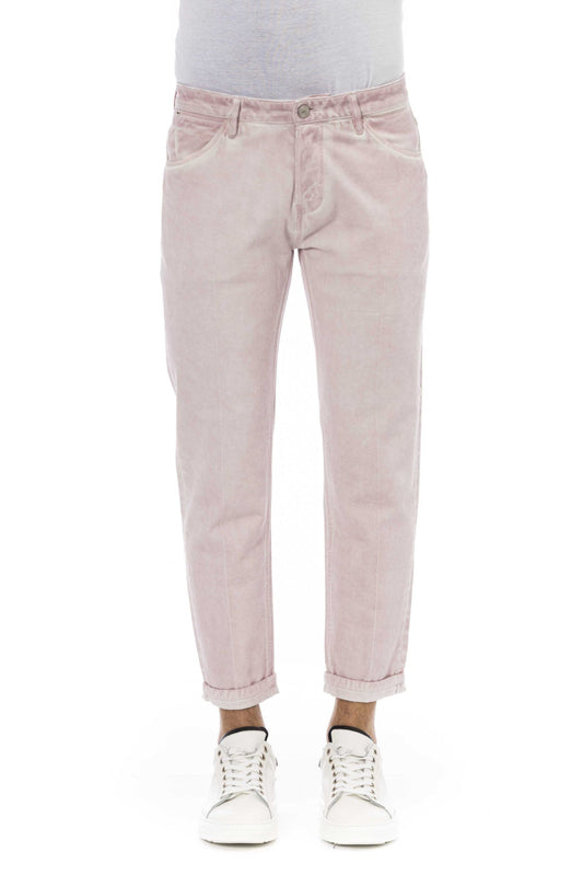 Pink Cotton Men Jeans