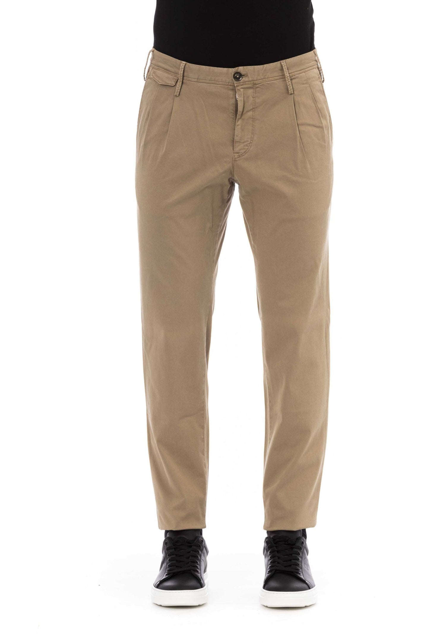 Beige Cotton Men Pant