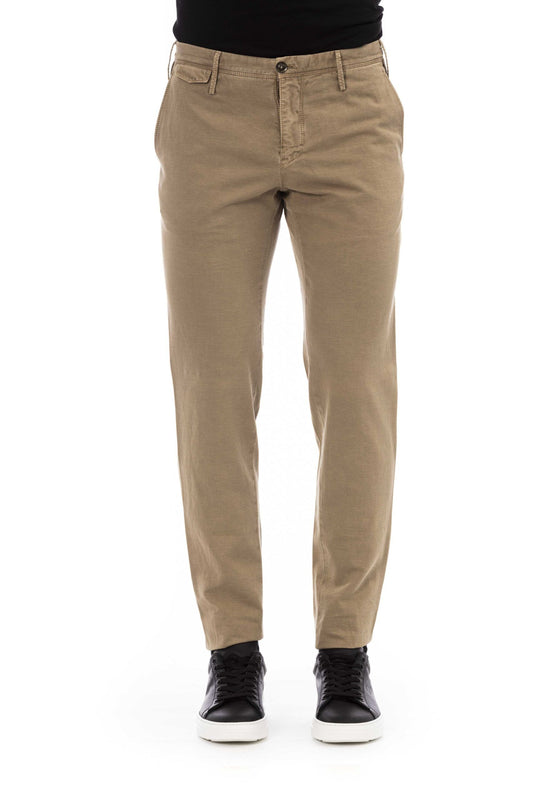 Beige Cotton Men Pant