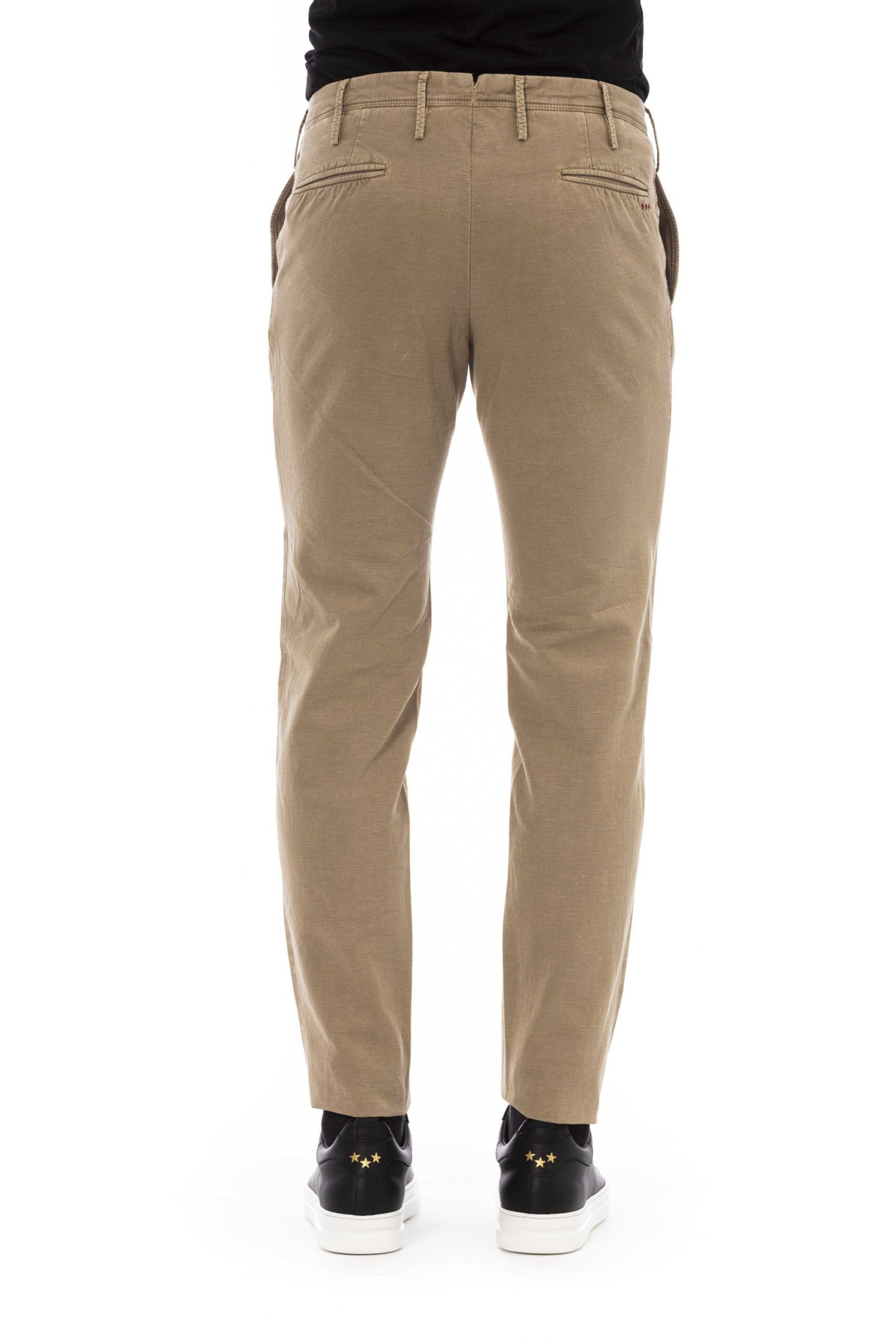 Beige Cotton Men Pant