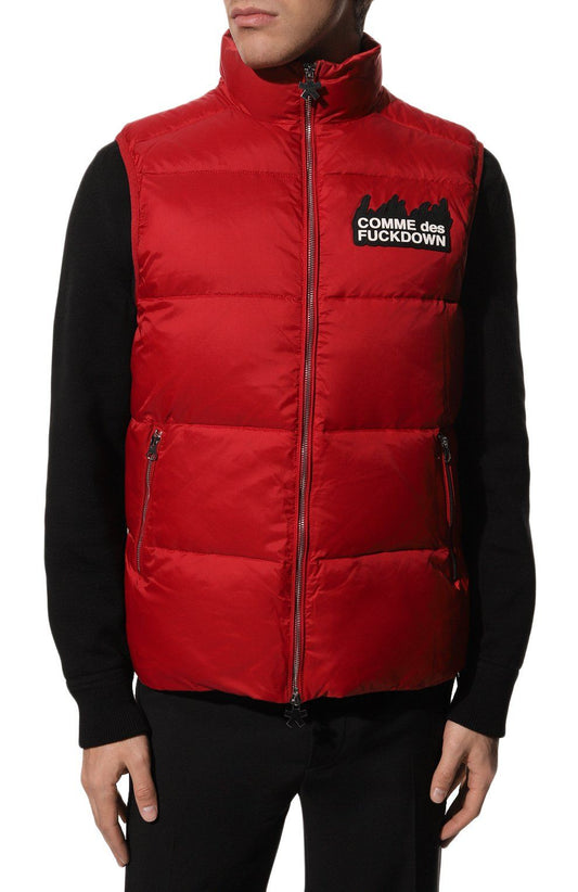 Red Polyester Men Vest