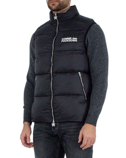 Black Polyester Men Vest