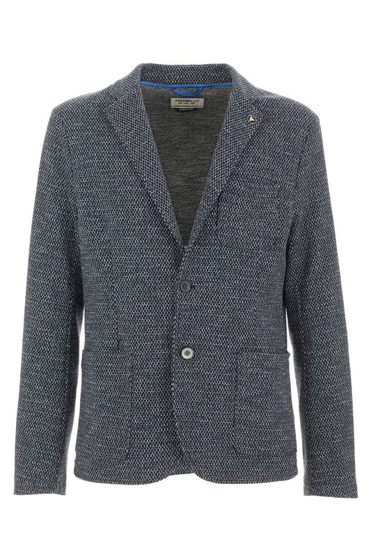 Blue Cotton Men Blazer
