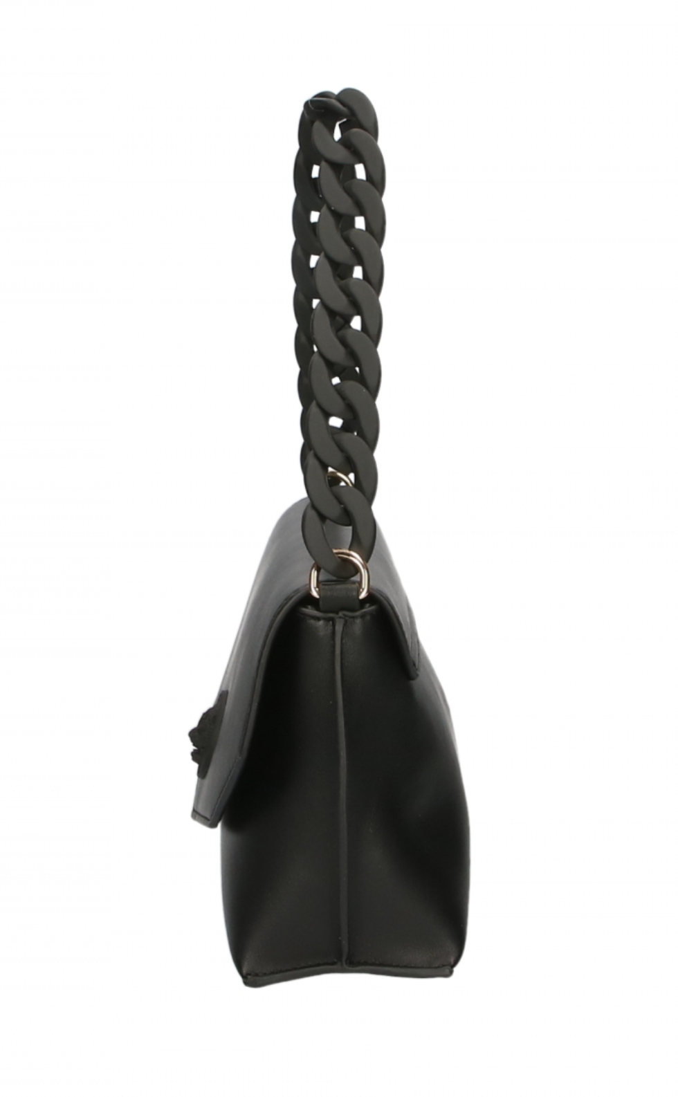Black Polyethylene Women Crossbody Bag