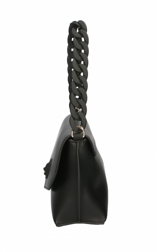 Black Polyethylene Women Crossbody Bag