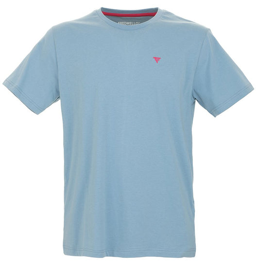 Light Blue Cotton Men T-Shirt