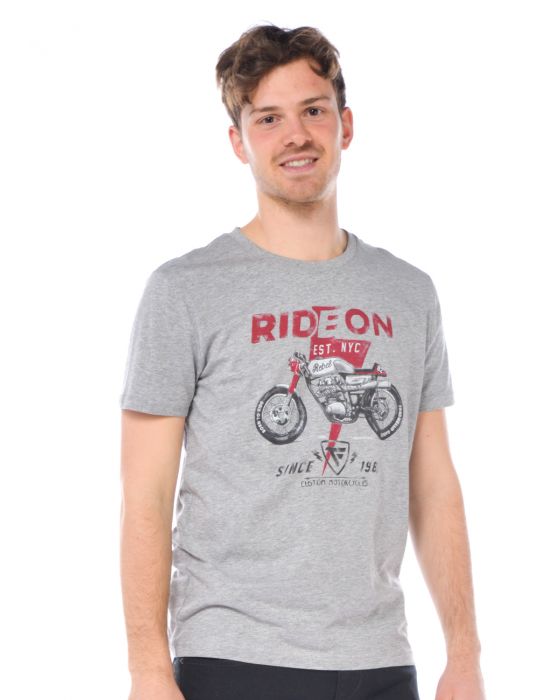 Gray Cotton Men T-Shirt
