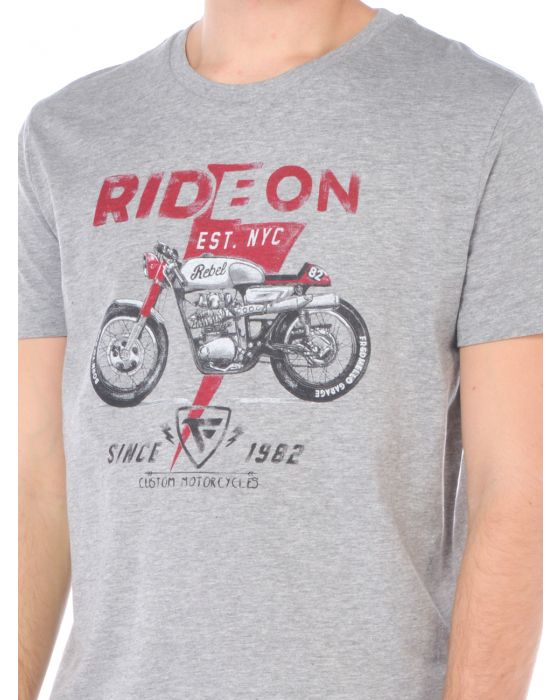 Gray Cotton Men T-Shirt