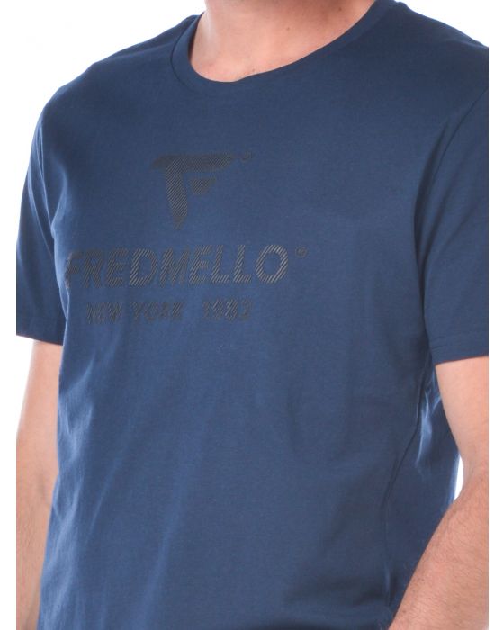 Blue Cotton Men's T-Shirt