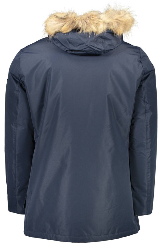 Blue Polyester Men Jacket