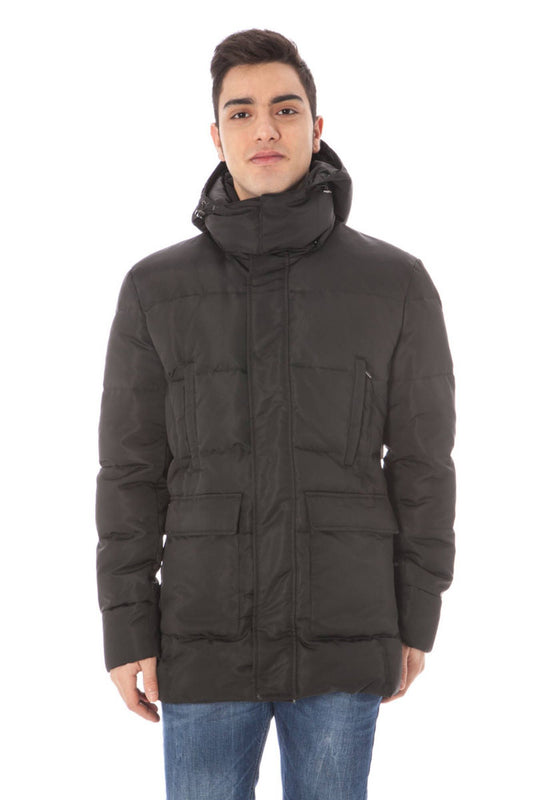 Black Polyester Men Jacket