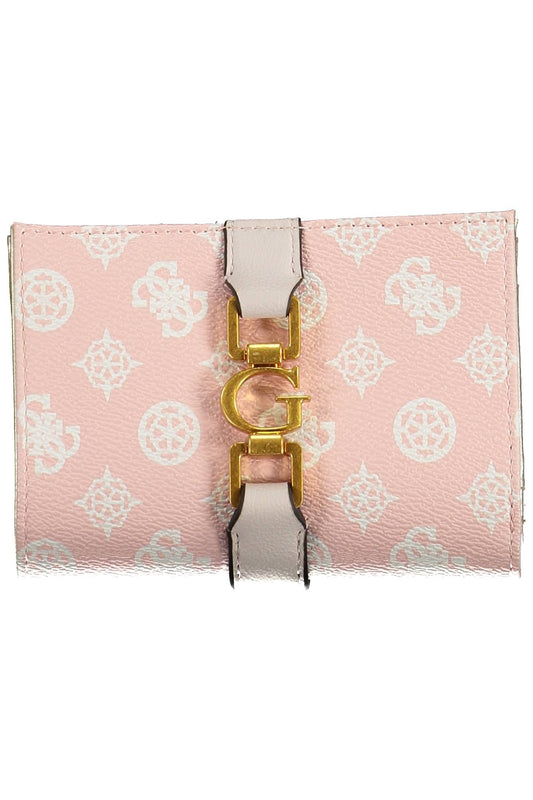 Pink Polyurethane Women Wallet